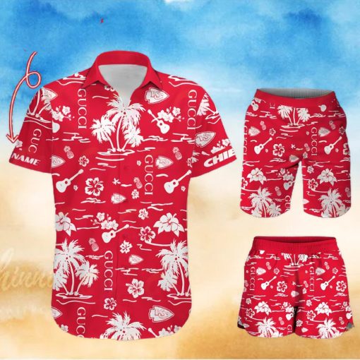 NFL Kansas City Chiefs Gucci Logo Pattern Hawaiian Shirt & Shorts