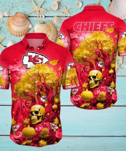 NFL Kansas City Chiefs Halloween Skull Pumpkin Hawaiian Shirt