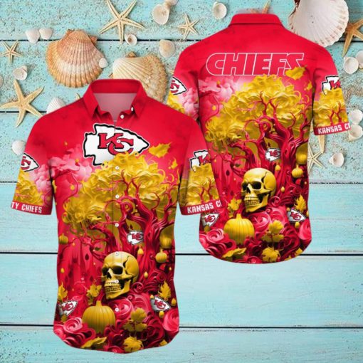 NFL Kansas City Chiefs Halloween Skull Pumpkin Hawaiian Shirt