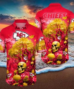 NFL Kansas City Chiefs Halloween Skull Pumpkin Hawaiian Shirt