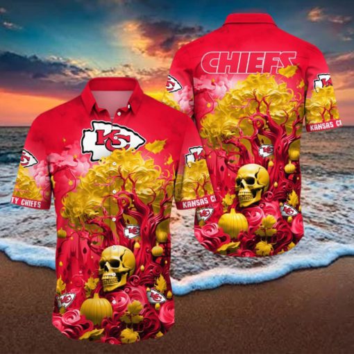 NFL Kansas City Chiefs Halloween Skull Pumpkin Hawaiian Shirt