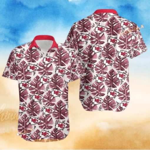 NFL Kansas City Chiefs Hawaiian Shirt Leaf   Logo Pattern Summer Beach Gift