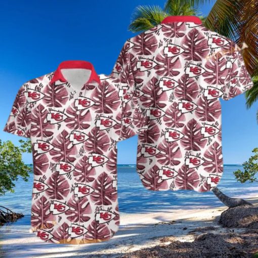 NFL Kansas City Chiefs Hawaiian Shirt Leaf   Logo Pattern Summer Beach Gift