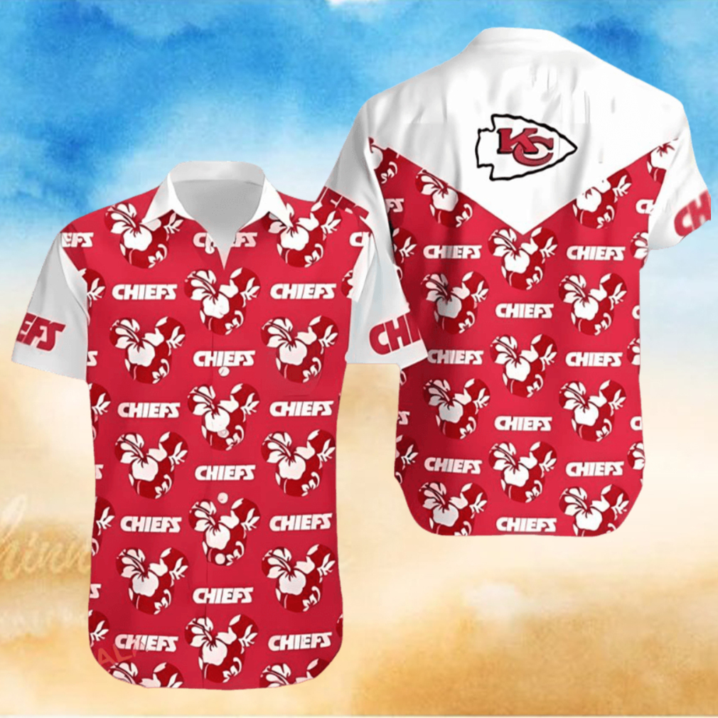 NFL Kansas City Chiefs Hawaiian Shirt Mickey And Flowers NFL Kansas City Chiefs Hawaiian Shirt Mickey And Flowers