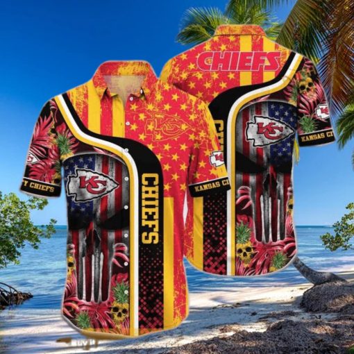 NFL Kansas City Chiefs Hawaiian Shirt Skull Tropical Beach Gift For Friend