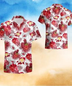 NFL Kansas City Chiefs Hawaiian Shirt Tropical Flower Pattern On White Theme