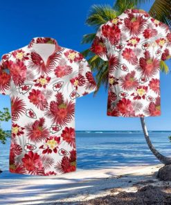 NFL Kansas City Chiefs Hawaiian Shirt Tropical Flower Pattern On White Theme