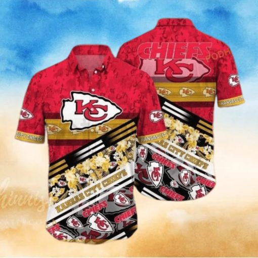 NFL Kansas City Chiefs Hawaiian Shirt Tropical Palm Leaves