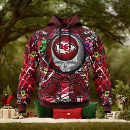 NFL Kansas City Chiefs Mix Grateful Dead, Personalized Name & Number Specialized Concepts Kits 3D Hoodie
