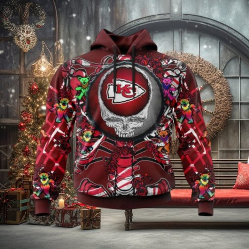 NFL Kansas City Chiefs Mix Grateful Dead, Personalized Name & Number Specialized Concepts Kits 3D Hoodie