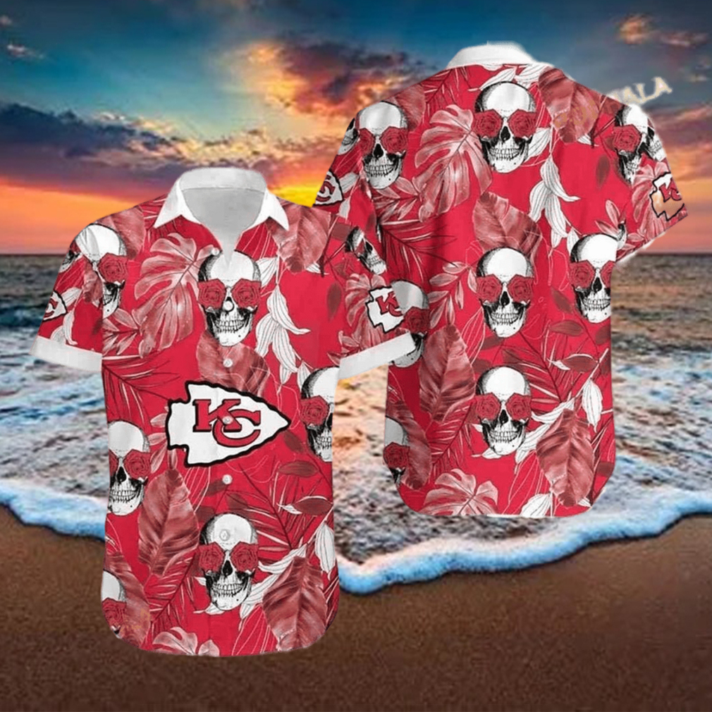 Kansas City Chiefs Skull Flower Hawaiian Shirt - Growkoc