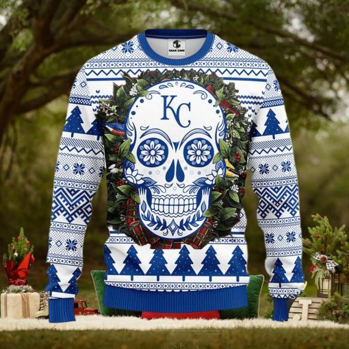 NFL Kansas City Royals Skull Flower Ugly Christmas Ugly Sweater