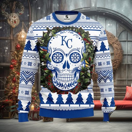 NFL Kansas City Royals Skull Flower Ugly Christmas Ugly Sweater