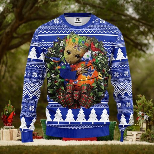NFL Kentucky Wildcats Groot Hug Christmas Ugly Sweater