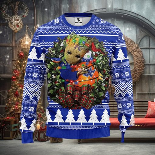 NFL Kentucky Wildcats Groot Hug Christmas Ugly Sweater