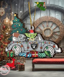 NFL Las Vegas Raiders And Baby Yoda Christmas Ornament 2023 Christmas Tree Decorations