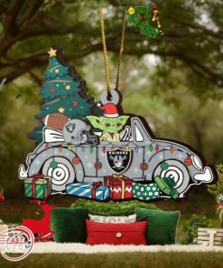 NFL Las Vegas Raiders And Baby Yoda Christmas Ornament 2023 Christmas Tree Decorations