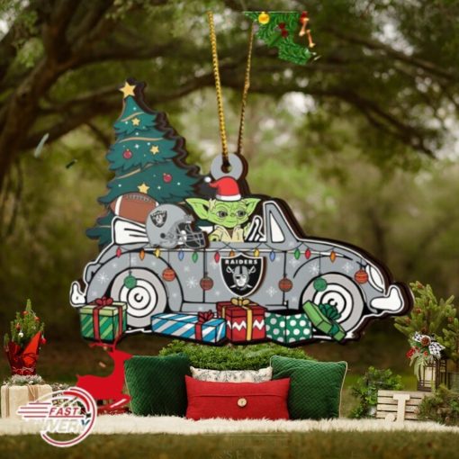 NFL Las Vegas Raiders And Baby Yoda Christmas Ornament 2023 Christmas Tree Decorations