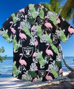 NFL Las Vegas Raiders Flamingo Black Hawaiian Shirt