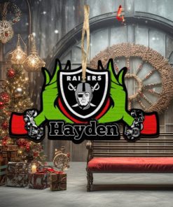 NFL Las Vegas Raiders Grinch Christmas Ornament Personalized Your Name 2023 Christmas Tree Decorations