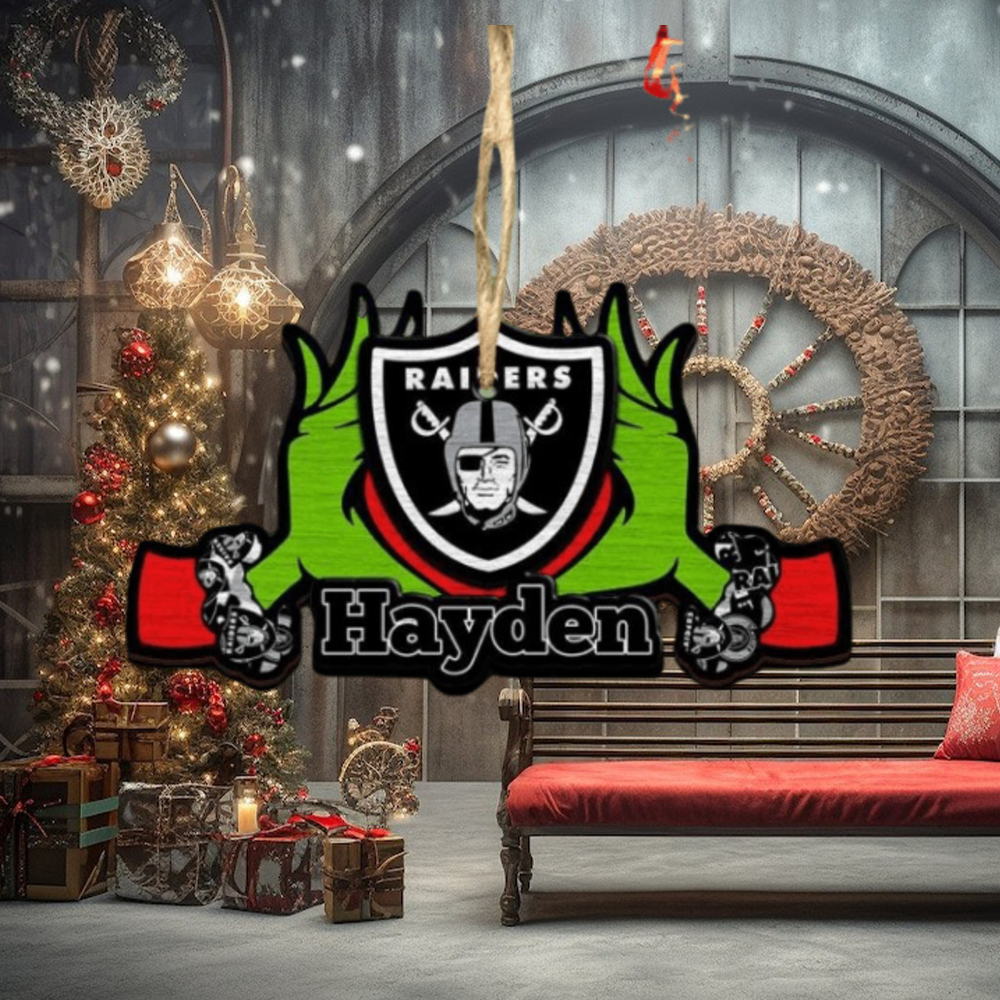 NFL Las Vegas Raiders Grinch Christmas Ornament Personalized Your Name 2023 Christmas Tree Decorations NFL Las Vegas Raiders Grinch Christmas Ornament Personalized Your Name 2023 Christmas Tree Decorations