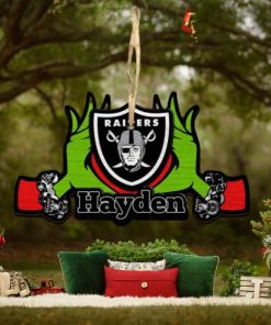 NFL Las Vegas Raiders Grinch Christmas Ornament Personalized Your Name 2023 Christmas Tree Decorations