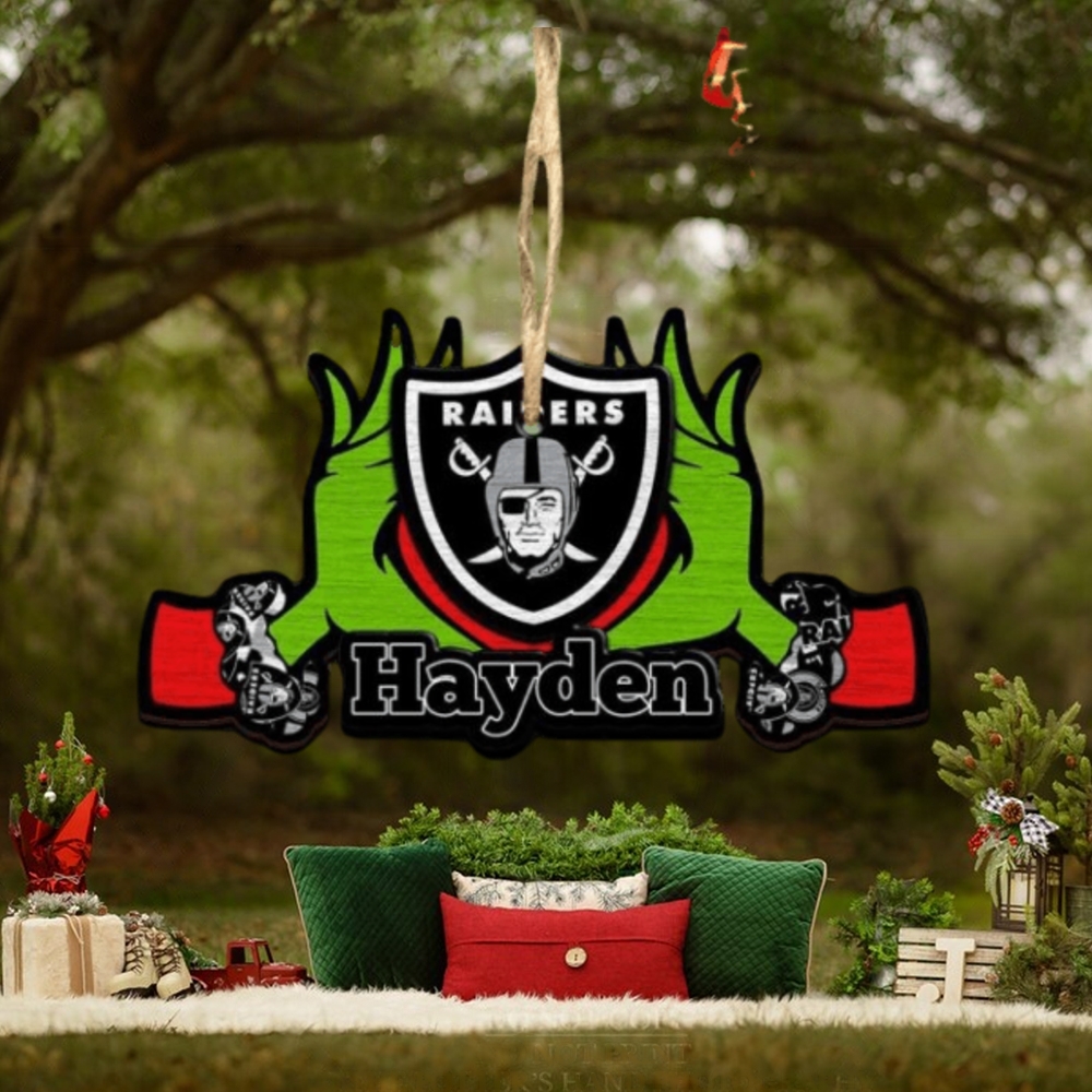 NFL Las Vegas Raiders Grinch Christmas Ornament Personalized Your Name 2023 Christmas Tree Decorations NFL Las Vegas Raiders Grinch Christmas Ornament Personalized Your Name 2023 Christmas Tree Decorations