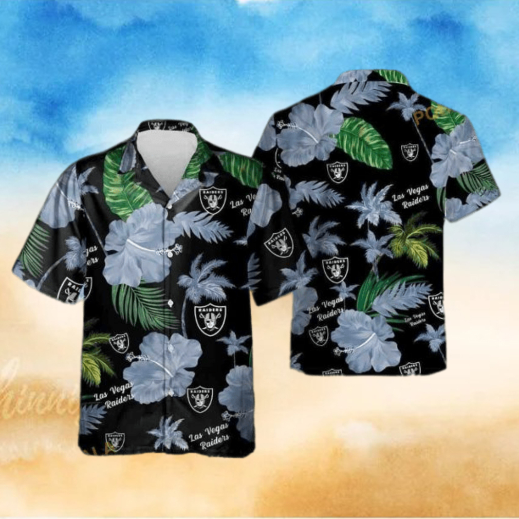 NFL Las Vegas Raiders Hawaiian Shirt Hibiscus Flower Aloha Shirt NFL Las Vegas Raiders Hawaiian Shirt Hibiscus Flower Aloha Shirt