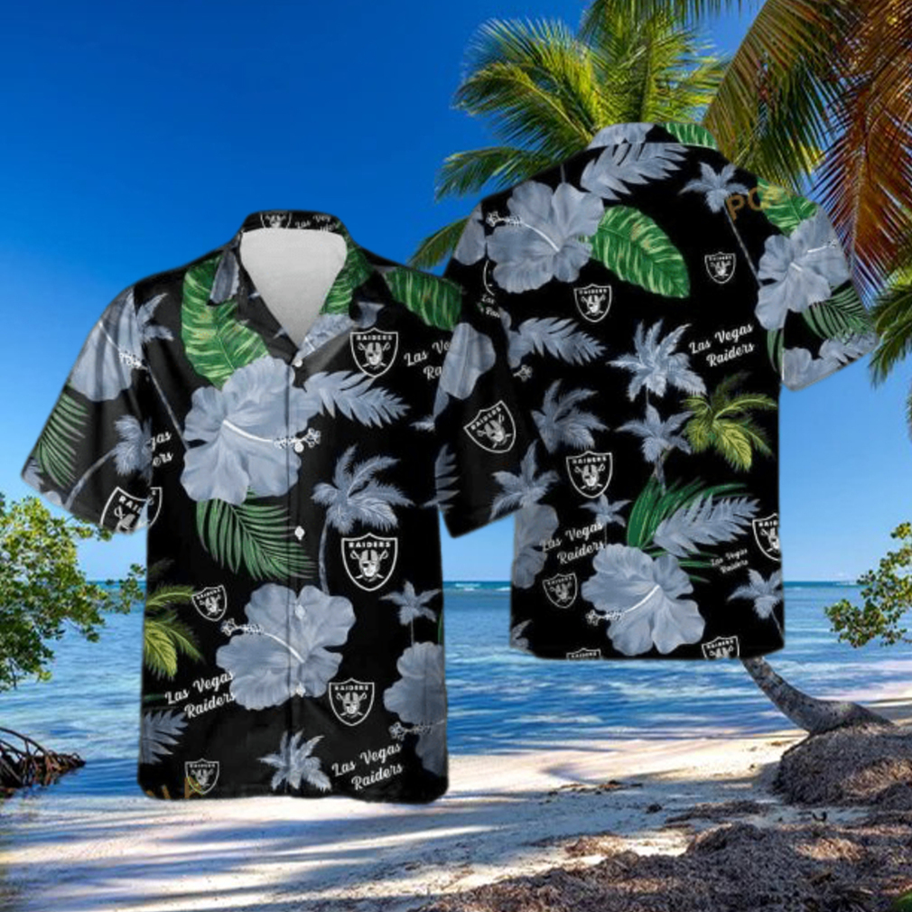 NFL Las Vegas Raiders Hawaiian Shirt Hibiscus Flower Aloha Shirt NFL Las Vegas Raiders Hawaiian Shirt Hibiscus Flower Aloha Shirt