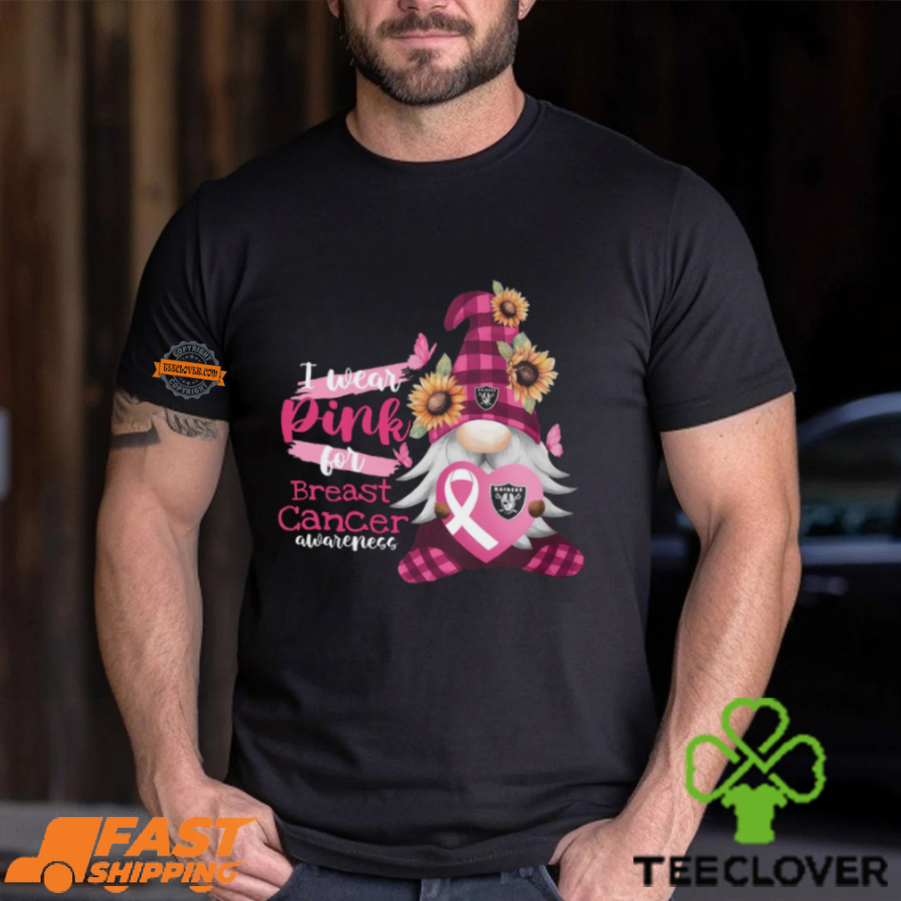 NFL Las Vegas Raiders Special Gnomes Flower In October I Wear Pink For Breast Cancer Awareness 2D Shirt NFL Las Vegas Raiders Special Gnomes Flower In October I Wear Pink For Breast Cancer Awareness 2D Shirt