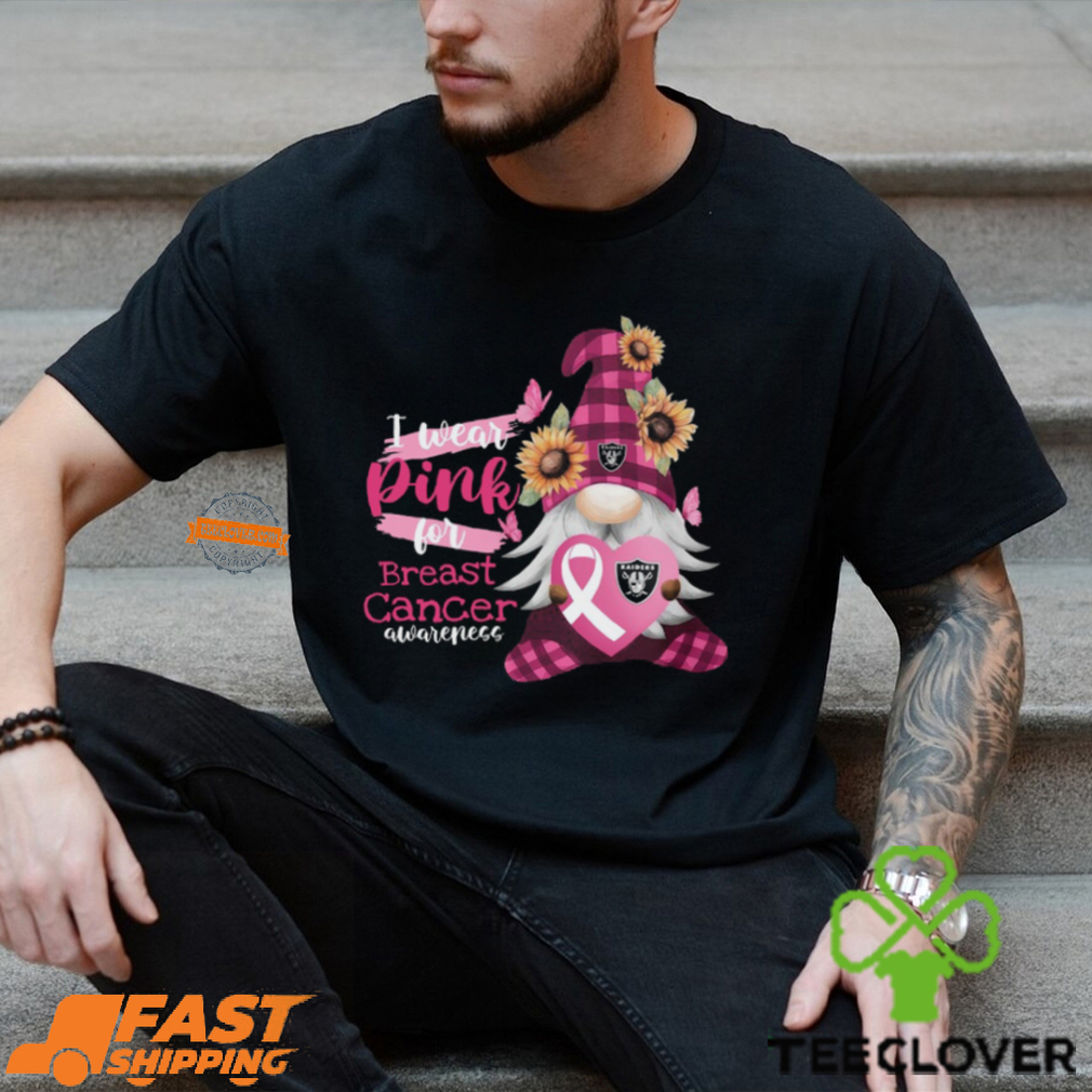 NFL Las Vegas Raiders Special Gnomes Flower In October I Wear Pink For Breast Cancer Awareness 2D Shirt NFL Las Vegas Raiders Special Gnomes Flower In October I Wear Pink For Breast Cancer Awareness 2D Shirt