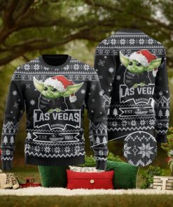 NFL Las Vegas Raiders Ugly Christmas Sweater Cute Baby Yoda Unisex Sweater