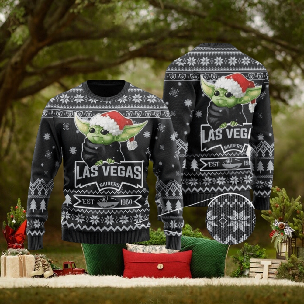 NFL Las Vegas Raiders Ugly Christmas Sweater Cute Baby Yoda Unisex Sweater NFL Las Vegas Raiders Ugly Christmas Sweater Cute Baby Yoda Unisex Sweater