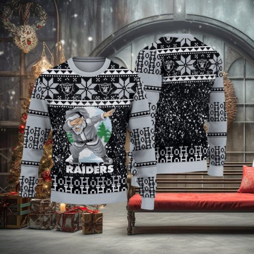 NFL Las Vegas Raiders Ugly Sweater Printed Christmas Santa Claus Ho Ho Ho Show Team Spirit