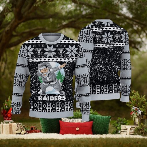 NFL Las Vegas Raiders Ugly Sweater Printed Christmas Santa Claus Ho Ho Ho Show Team Spirit