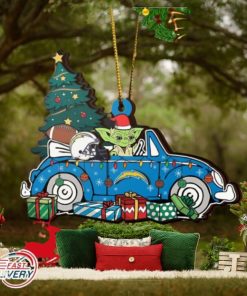 NFL Los Angeles Chargers And Baby Yoda Christmas Ornament 2023 Christmas Tree Decorations