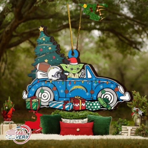 NFL Los Angeles Chargers And Baby Yoda Christmas Ornament 2023 Christmas Tree Decorations