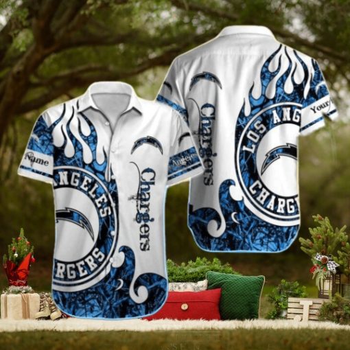 NFL Los Angeles Chargers Custom Name Realtree Hunting Hawaiian Shirt