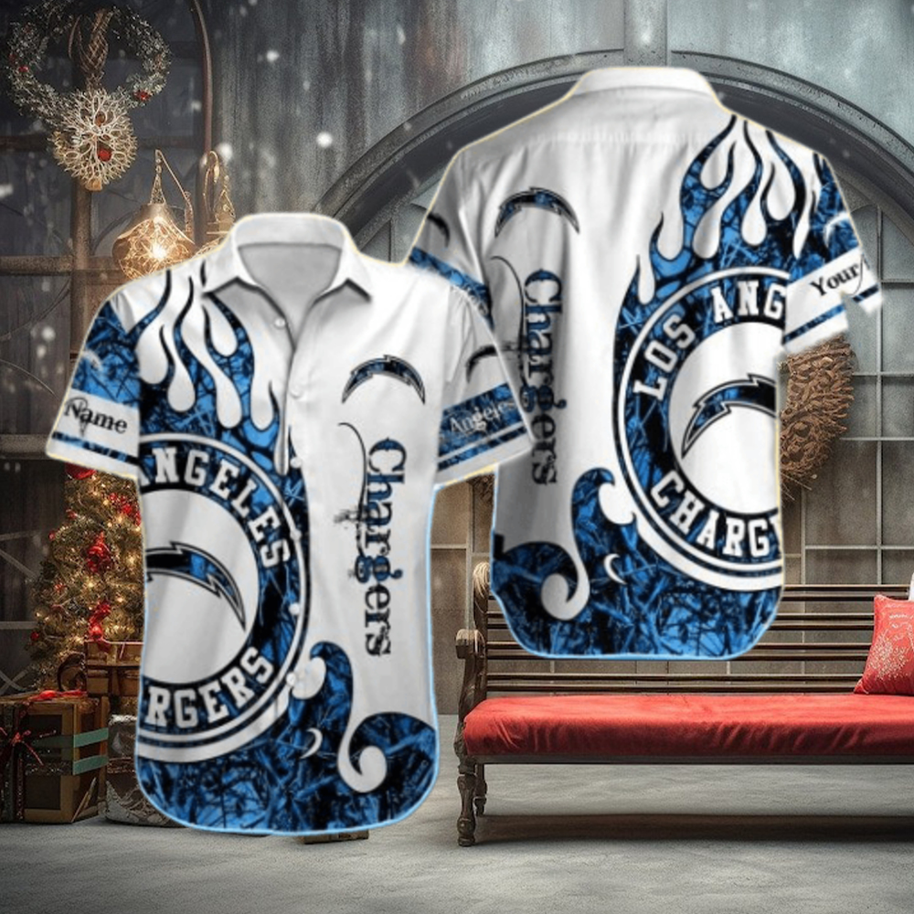 NFL Los Angeles Chargers Custom Name Realtree Hunting Hawaiian Shirt NFL Los Angeles Chargers Custom Name Realtree Hunting Hawaiian Shirt