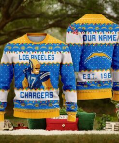 NFL Los Angeles Chargers Cute Mascot Custom Ugly Christmas Sweater