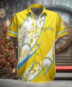 NFL Los Angeles Chargers Flowers Gold Hawaiian Shirt 1 NFL Los Angeles Chargers Flowers Gold Hawaiian Shirt