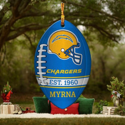 NFL Los Angeles Chargers Football Xmas Tree Decorations Custom Name Gift For Fans Ornament