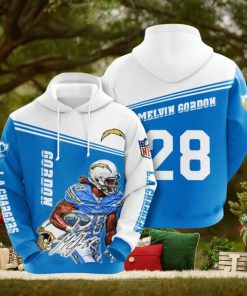 NFL Los Angeles Chargers Melvin Gordon Powder Blue White Pullover Hoodie