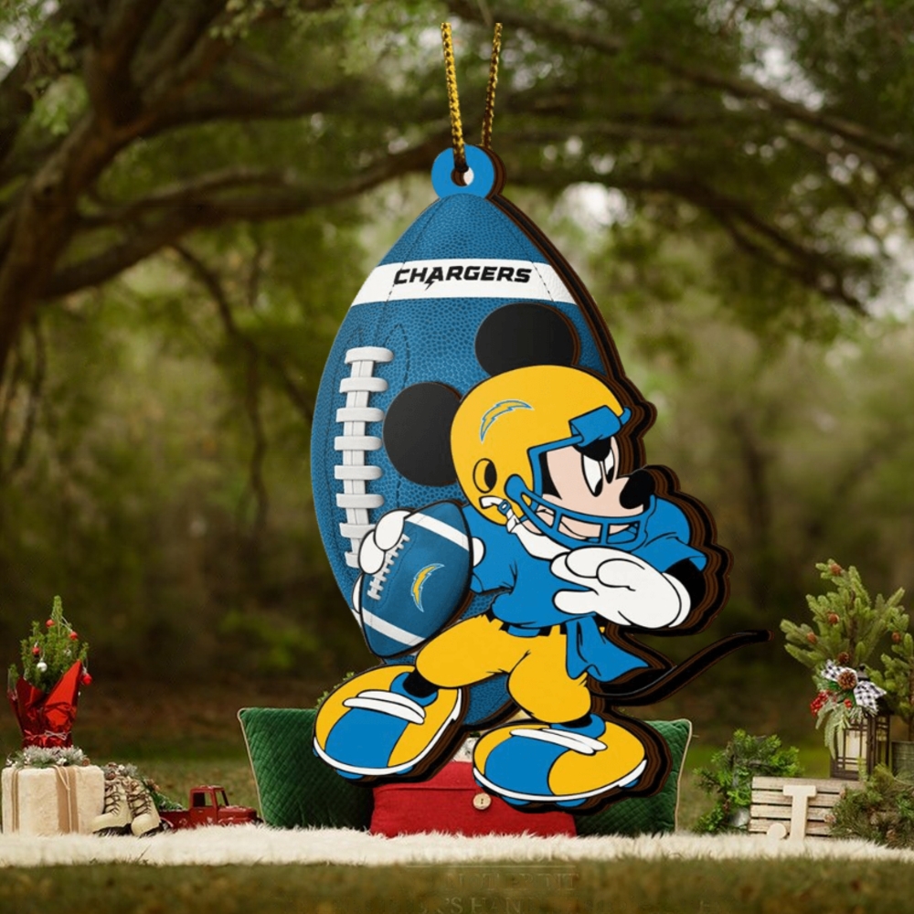 NFL Los Angeles Chargers Mickey Mouse Christmas Ornament NFL Los Angeles Chargers Mickey Mouse Christmas Ornament