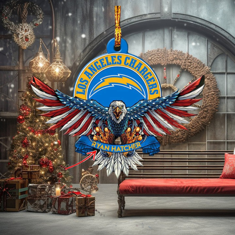 NFL Los Angeles Chargers Xmas Tree Decorations American US Eagle Custom Name Ornament NFL Los Angeles Chargers Xmas Tree Decorations American US Eagle Custom Name Ornament