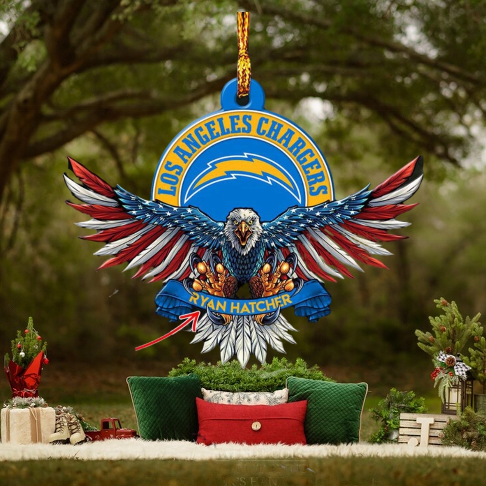 NFL Los Angeles Chargers Xmas Tree Decorations American US Eagle Custom Name Ornament NFL Los Angeles Chargers Xmas Tree Decorations American US Eagle Custom Name Ornament