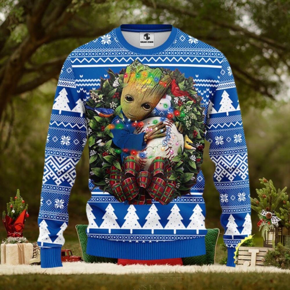 NFL Los Angeles Dodgers Groot Hug Christmas Ugly Sweater NFL Los Angeles Dodgers Groot Hug Christmas Ugly Sweater