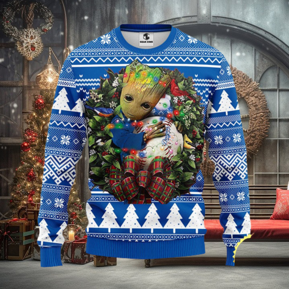 NFL Los Angeles Dodgers Groot Hug Christmas Ugly Sweater NFL Los Angeles Dodgers Groot Hug Christmas Ugly Sweater