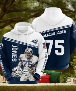 NFL Los Angeles Rams Deacon Jones Blue White Pullover Hoodie