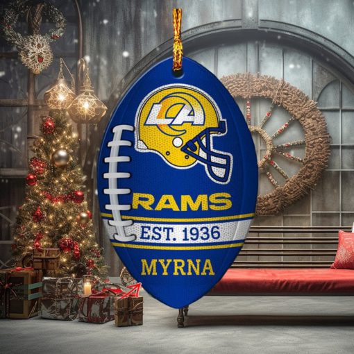NFL Los Angeles Rams Football Xmas Gift Custom Name Christmas Football Ornament